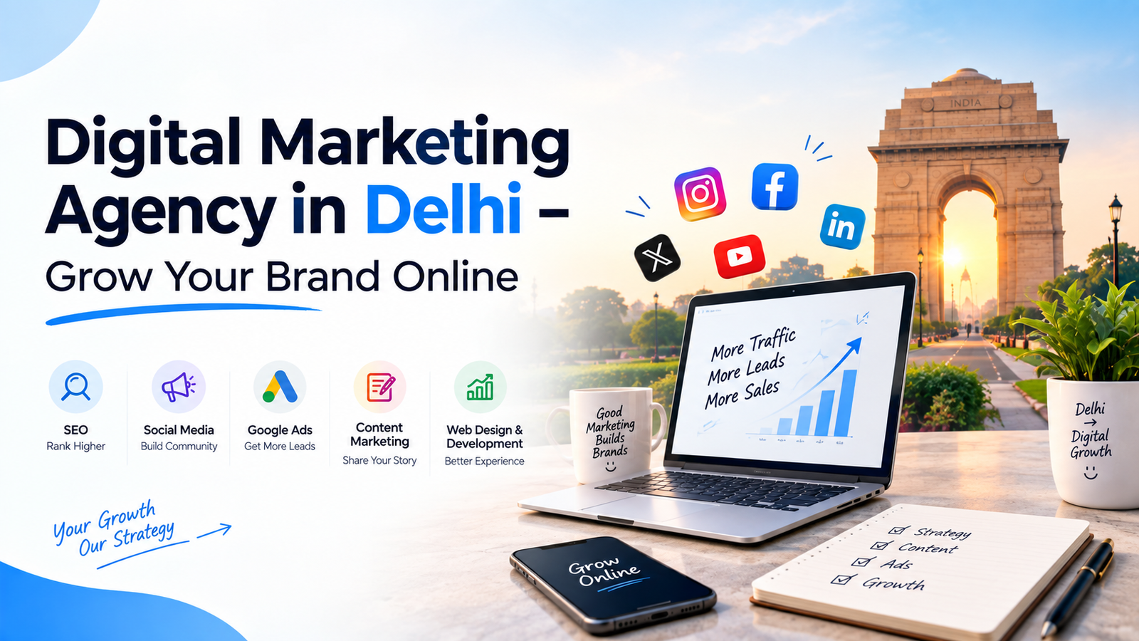 Digital marketing agency in Delhi - grow your brand online blog cover image